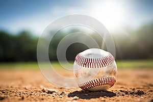 Baseball on Pitcher's Mound Under Sunlight