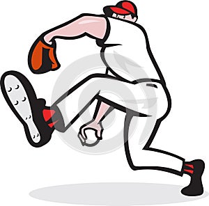 Baseball Pitcher Throwing Ball Cartoon