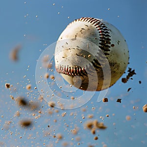 Baseball Pitcher Throwing ball, selective focus, close up ball in air