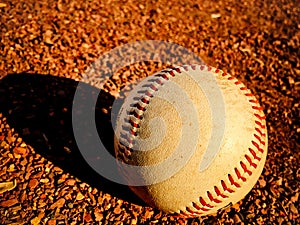 Baseball on the pitchers mound.