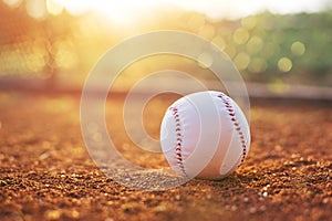 Baseball on pitchers mound