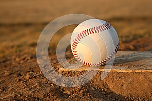 Baseball on Pitchers Mound Rubber