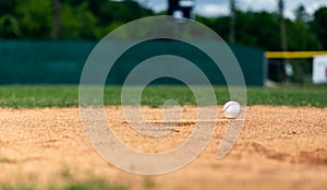 Baseball on pitchers mound spring training