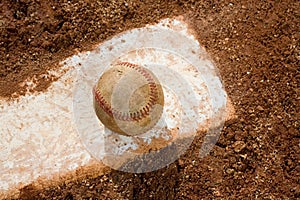 Baseball on Pitching Rubber