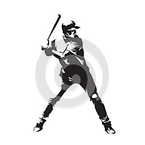 Baseball player, abstract vector silhouette photo