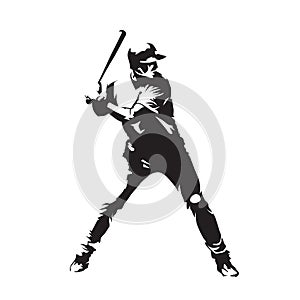 Baseball player, abstract vector silhouette