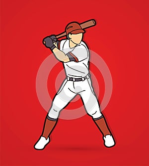 Baseball player action cartoon graphic