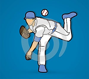 Baseball player action cartoon graphic