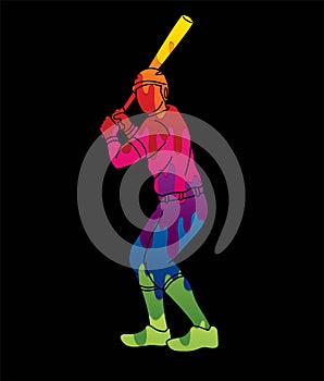 Baseball player action cartoon sport graphic