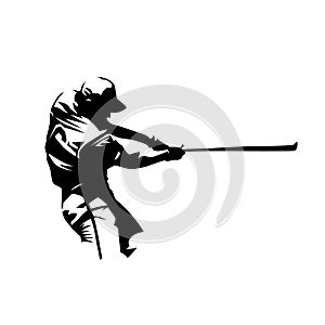 Baseball player with bat. Batter, abstract isolated vector silhouette. Baseball logo