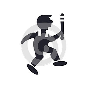 Baseball player with bat icon vector sign and symbol isolated on