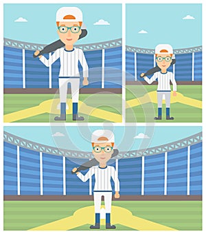 Baseball player with bat vector illustration.