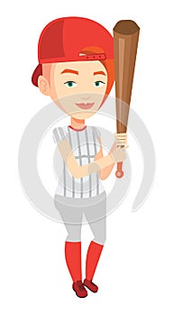 Baseball player with bat vector illustration.