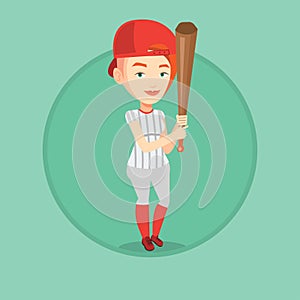 Baseball player with bat vector illustration.