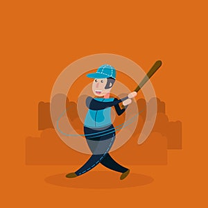 Baseball player - batter. Flat vector illustration