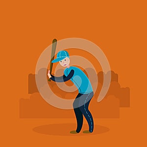 Baseball player - batter. Flat vector illustration