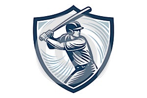 Baseball Player Batter Hitting Shield Crest