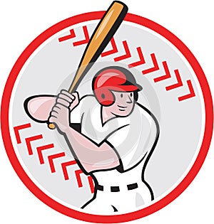 Baseball Player Batting Ball Cartoon