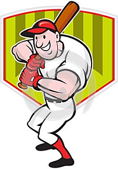 Baseball Player Batting Diamond Cartoon