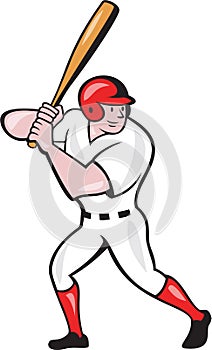 Baseball Player Batting Side Isolated Cartoon