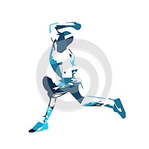 Baseball player, blue vector illustration