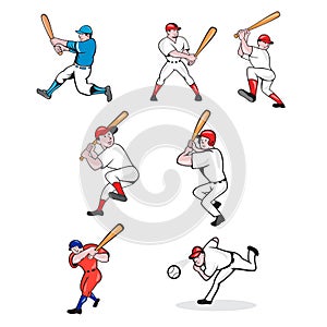 Baseball Player Cartoon Set