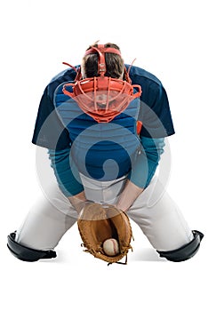 Baseball player caught a ball