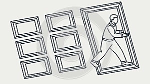 Baseball player emerging from a multi-panelled picture frame. vector design Generative AI