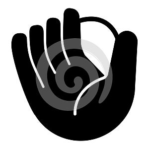 Baseball player glove solid icon, baseball game concept. Vector graphics. Leather glove, sport accessory sign on white