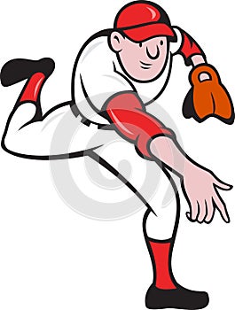 Baseball Player Pitcher Throwing Cartoon