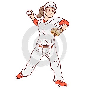 Baseball player pitcher woman