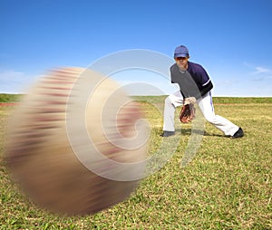 Baseball player ready catching