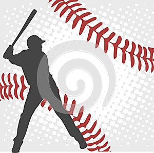 Baseball player silhouette on the abstract background