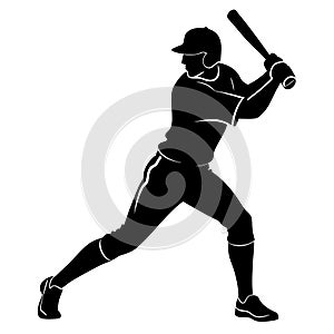 Baseball player silhouette swinging bat