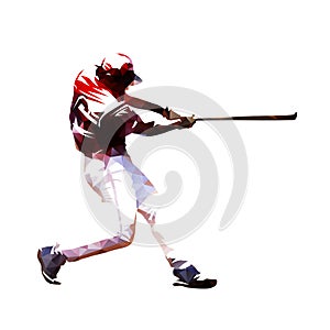 Baseball player swinging with bat