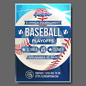 Baseball Poster Vector. Design For Sport Bar Promotion. Baseball Ball. Modern Tournament. Baseman, Batter, Hitter. Game photo