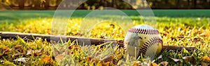 A baseball rests peacefully in the lush green grass