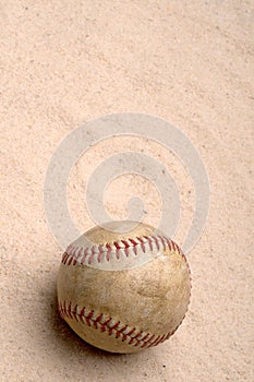 A baseball in the sand