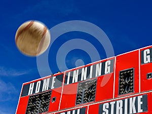 Baseball Scoreboard with Homerun photo