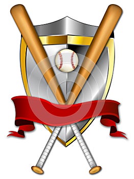 Baseball Shield Banner Illustration