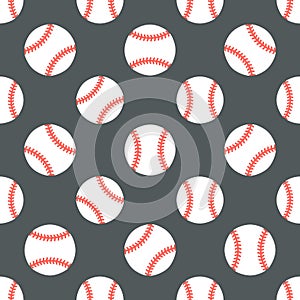 Baseball, softball sport game vector seamless pattern, background with line icons of balls. Linear signs for