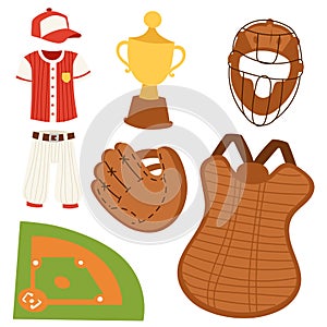 Baseball sport competition game team symbol softball play cartoon icons design sporting equipment vector illustration
