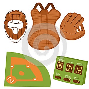 Baseball sport competition game team symbol softball play cartoon icons design sporting equipment vector illustration