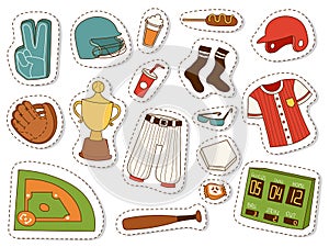 Baseball sport competition game team symbol softball play cartoon icons design sporting equipment vector illustration