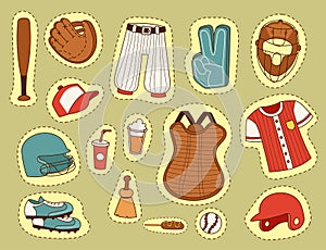 Baseball sport competition game team symbol softball play cartoon icons design sporting equipment vector illustration