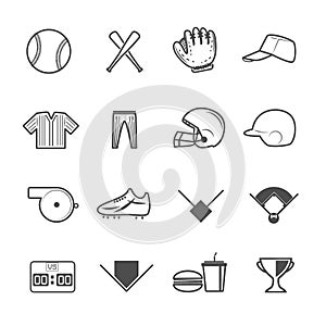 Baseball Sport Icons Vector with White Background