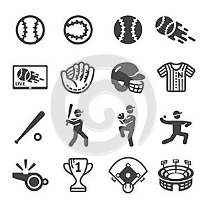 Baseball sport and recreation icon set