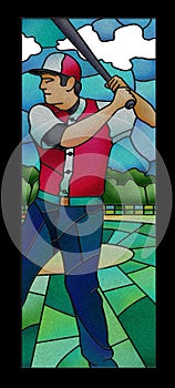 Baseball stain glass