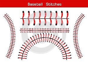 Baseball Stitches on a white background .