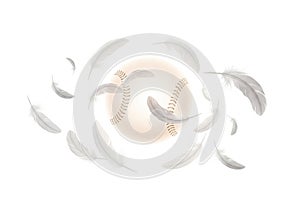 A baseball surrounded by soft, white